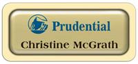 Metal Name Tag: Shiny Gold Metal Name Tag with a Ivory Plastic Border and Epoxy