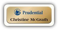 Metal Name Tag: Shiny Gold Metal Name Tag with a White Plastic Border