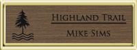Framed Name Tag: Gold Plastic (squared corners) - Deep Bronze and Black Plastic Insert