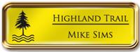 Framed Name Tag: Rose Gold Metal (rounded corners) - Canary Yellow and Black Plastic Insert with Epoxy