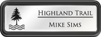 Framed Name Tag: Black Plastic (rounded corners) - White and Black Plastic Insert with Epoxy