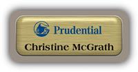 Metal Name Tag: Brushed Gold Metal Name Tag with a Taupe Plastic Border and Epoxy