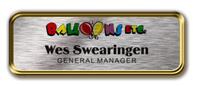 Gold Metal Framed Nametag with Brushed Silver Metal Insert