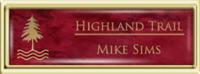 Framed Name Tag: Gold Plastic (squared corners) - Port Wine and Gold Plastic Insert with Epoxy