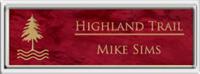 Framed Name Tag: Silver Plastic (squared corners) - Port Wine and Gold Plastic Insert