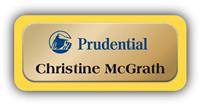 Metal Name Tag: Shiny Gold Metal Name Tag with a Yellow Plastic Border