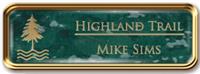 Framed Name Tag: Rose Gold Metal (rounded corners) - Verde and Gold Plastic Insert with Epoxy