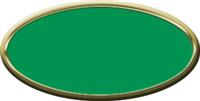 Blank Oval Plastic Gold Nametag with Kelley Green