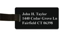 Textured Plastic Luggage Tag: Coal Black with White - 822-422