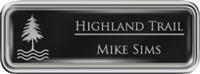 Framed Name Tag: Silver Plastic (rounded corners) - Black and Silver Plastic Insert with Epoxy