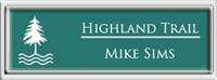 Framed Name Tag: Silver Plastic (squared corners) - Celadon Green and White Plastic Insert