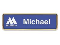 Gold Metal Framed Nametag with Purple and White