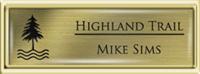 Framed Name Tag: Gold Plastic (squared corners) - Brushed Gold and Black Plastic Insert with Epoxy