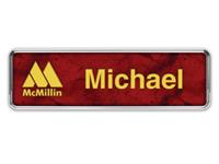 Silver Metal Framed Nametag with Port Wine and Gold