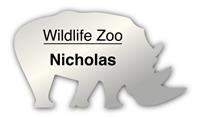 Smooth Plastic Rhino Shape Name Tag - 1.8 x 3.2 inches