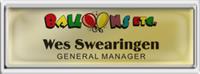 Silver Epoxy Squared Frame Name Tag with a Shiny Gold Metal Insert