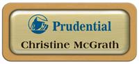 Metal Name Tag: Brushed Gold Metal Name Tag with a Gold Plastic Border and Epoxy