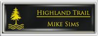 Framed Name Tag: Silver Plastic (squared corners) - Black and Yellow Plastic Insert with Epoxy