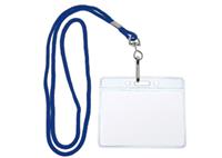Royal Blue Round Woven Lanyard with Name Badge Holder Sleeve