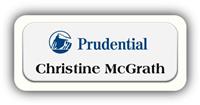 Metal Name Tag: White Metal Name Tag with White Plastic Border