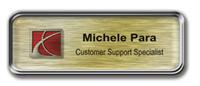 Silver Metal Framed Epoxy Nametag with Brushed Gold Metal Insert