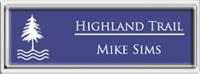 Framed Name Tag: Silver Plastic (squared corners) - Purple and White Plastic Insert