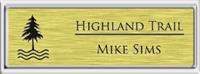  Framed Name Tag: Silver Plastic (squared corners) - Brushed Gold Metal Insert