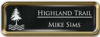 Framed Name Tag: Gold Metal (rounded corners) - Black and White Plastic Insert with Epoxy