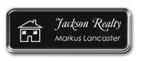 Silver Metal Framed Nametag with Black and White