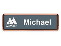 Rose Gold Metal Framed Nametag with Smoke Grey and White