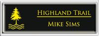 Framed Name Tag: Silver Plastic (squared corners) - Black and Yellow Plastic Insert