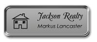 Silver Metal Framed Nametag with Smooth Silver and Black