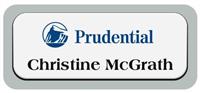 Metal Name Tag: White Metal Name Tag with a Silver Plastic Border