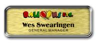 Silver Metal Framed Nametag with Brushed Gold Metal Insert