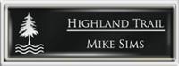 Framed Name Tag: Silver Plastic (squared corners) - Black and White Plastic Insert with Epoxy