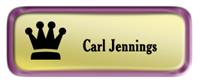 Metal Name Tag: Shiny Gold with Shiny Purple Metal Border