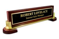 Rosewood Piano Specialty Curved - Black Metal Name Plate with Gold Engraving and Shiny Gold Metal Border