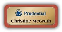 Metal Name Tag: Shiny Gold Metal Name Tag with a Canyon Plastic Border