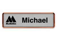 Rose Gold Metal Framed Nametag with Smooth Silver and Black