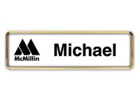 Gold Metal Framed Nametag with White and Black