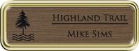 Framed Name Tag: Gold Plastic (rounded corners) - Deep Bronze and Black Plastic Insert