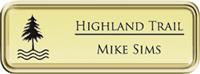 Framed Name Tag: Gold Plastic (rounded corners) - Shiny Gold Metal Insert