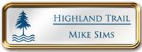 Framed Name Tag: Rose Gold Metal (rounded corners) - White and Sky Blue Plastic Insert with Epoxy