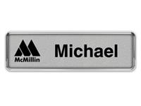 Silver Metal Framed Nametag with Smooth Silver and Black