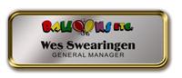 Gold Metal Framed Nametag with Shiny Silver Metal Insert