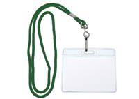 Forest Green Round Woven Lanyard with Name Badge Holder Sleeve