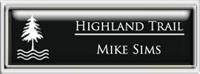 Framed Name Tag: Silver Plastic (squared corners) - Black and White Plastic Insert with Epoxy