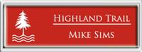 Framed Name Tag: Silver Plastic (squared corners) - Crimson and White Plastic Insert