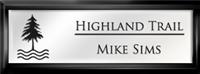 Framed Name Tag: Black Plastic (squared corners) - White and Black Plastic Insert with Epoxy