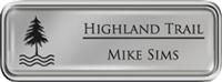 Framed Name Tag: Silver Plastic (rounded corners) - Smooth Silver and Black Plastic Insert with Epoxy